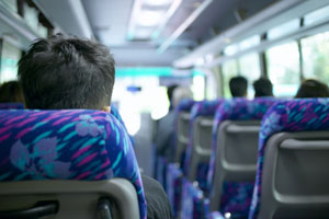 Charter bus interior