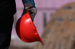 Construction worker with hardhat