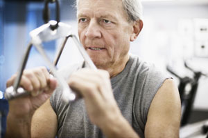 Elderly man at the gym