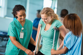 Young Woman on Crutches